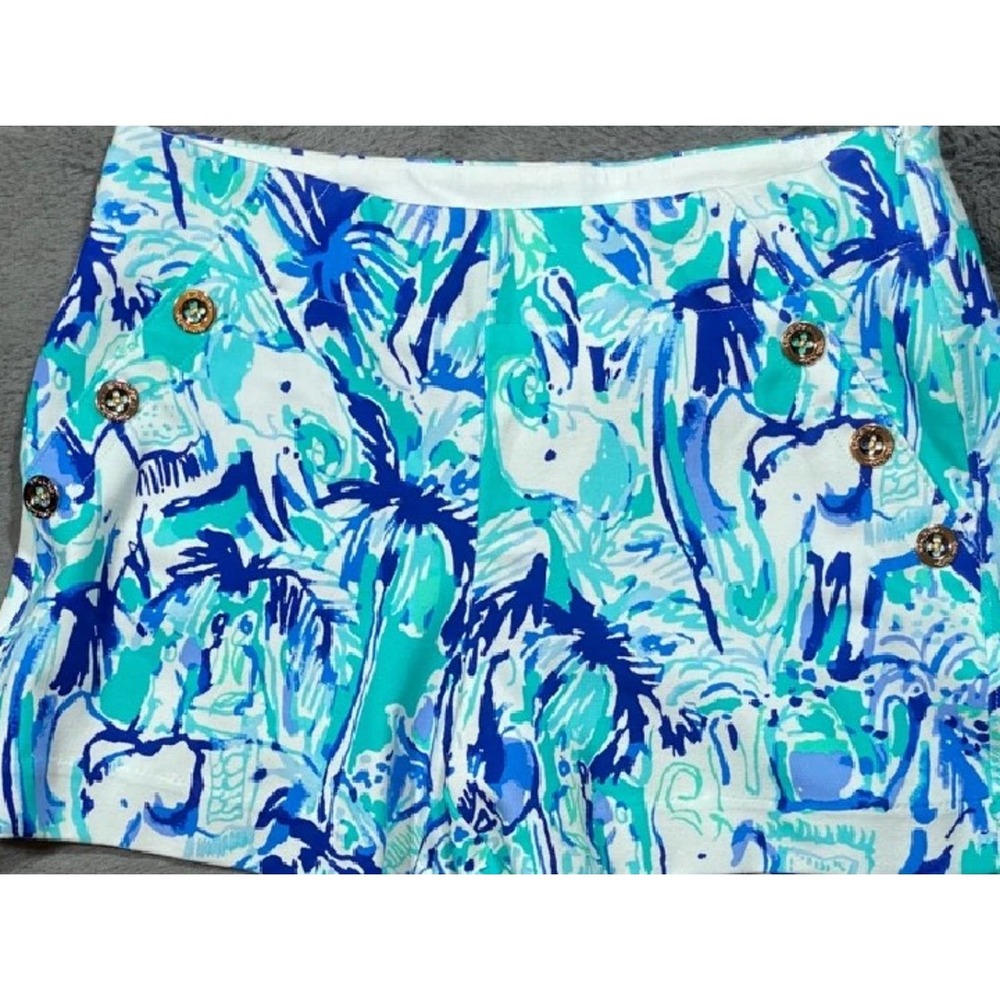 Lilly Pulitzer Sz 0 MARINA Bold Print Elephant Appeal Knit Shorts